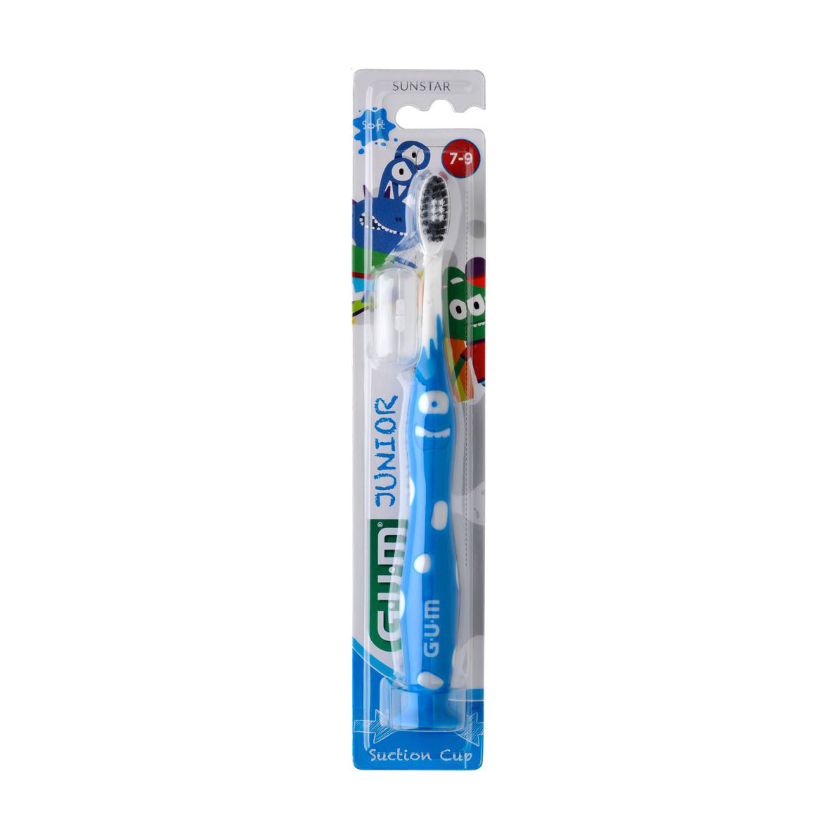 Дитяча зубна щітка GUM Junior Monster м'яка, блакитна, від 7 до 9 років, 1 шт